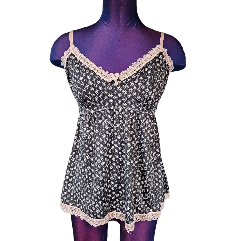 Marilyn Monroe Y2K Gray & Pink Sexy Lace Cami Slip Top Size Medium Women's A41